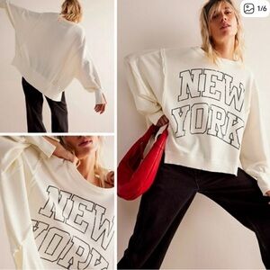 We The Free - Free People Graphic Camden Pullover New York Oversized XS